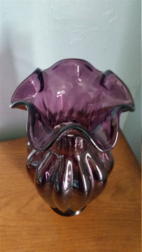 Fenton Purple Swirl Marbled Glass Vase By Gratefulblessingsvtg