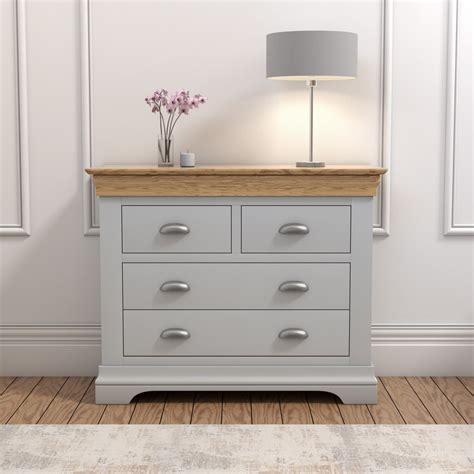 The set is beautiful in my. Grey Chest of Drawers Oak Top 2+2 Drawer Solid Wood ...