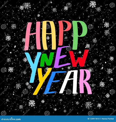 Colorful Poster In Modern Flat Design With Multicolored Happy New Year