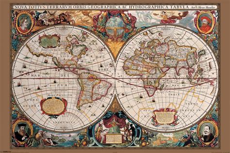 The perfect design solution for schools, offices, conference halls, showrooms, and home. 17th Century Old World Map Home Decor Canvas Print, choose ...