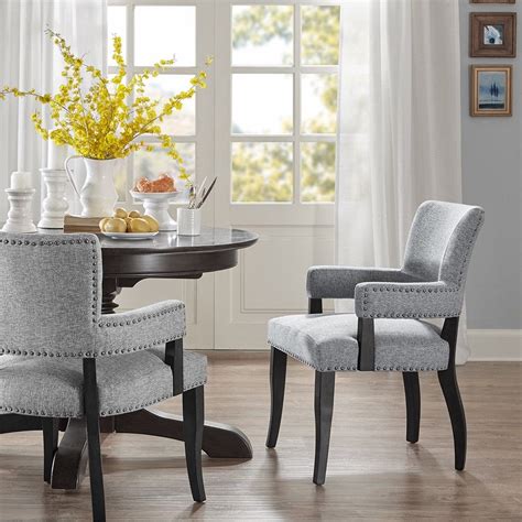 New Dawson Arm Dining Chair Solid Wood Acrylic Grey