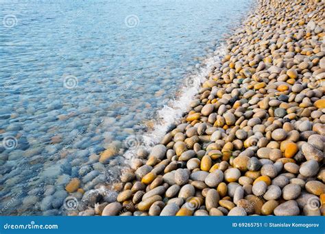 Large Pebbles On The Seashore In The Morning Stock Image Image Of
