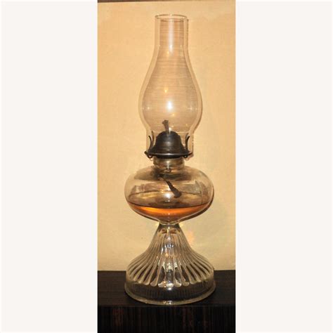 Antique Clear Glass Oil Lamp AptDeco