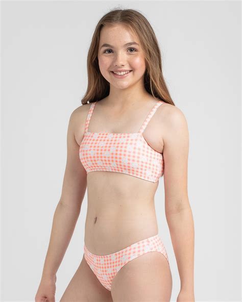 Shop Kaiami Girls Betsy Bikini Set In Pop Peach Fast Shipping Easy