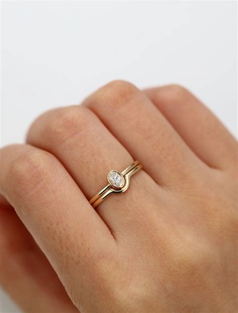 Minimalist Engagement Ring Bezel Set K Gold Simple Etsy In