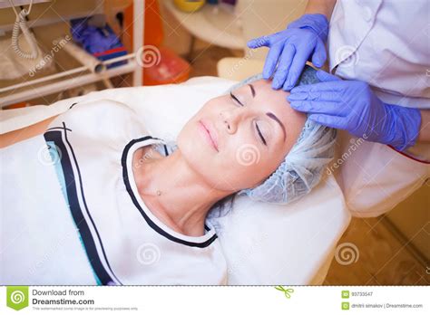 Doctor Cosmetologist Doing Facial Massage Girl Spa Stock Image Image