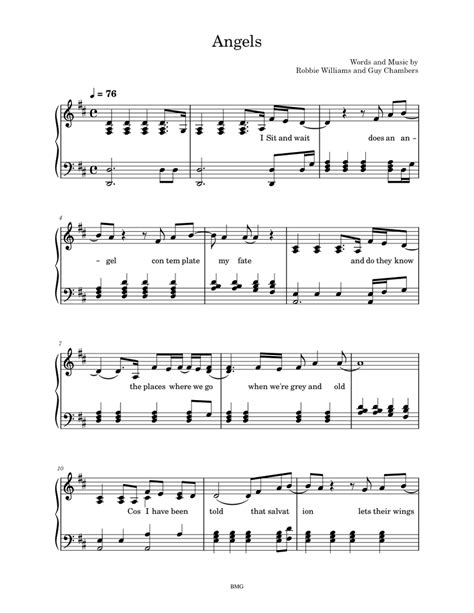angels robbie williams d major sheet music for piano download free in pdf or midi