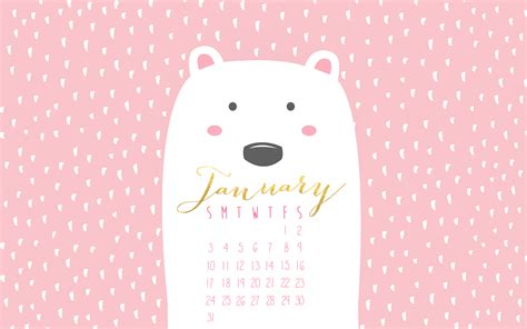 Free January Desktop Calendar Paint Me Pink