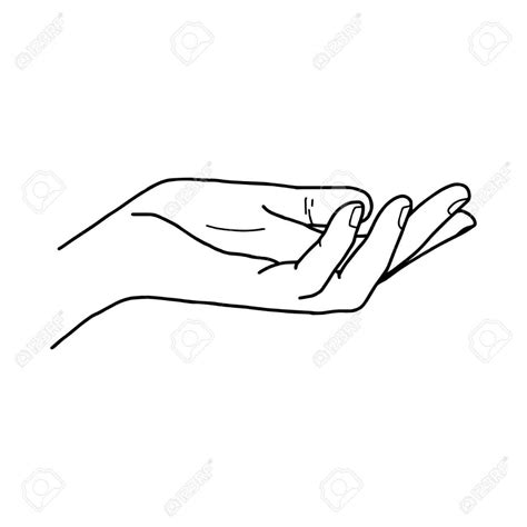 Illustration Vector Doodle Hand Drawn Of Open Hand Giving Or Receiving