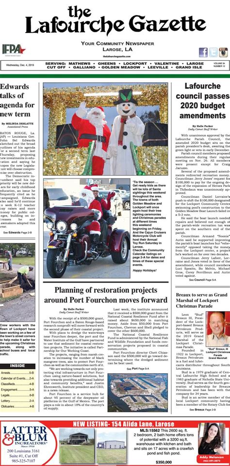 Wednesday December 4 2019 The Lafourche Gazette By The Lafourche Gazette Issuu