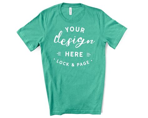 Mens Bella Canvas 3001 Teal T Shirt Mockup Simple Plain