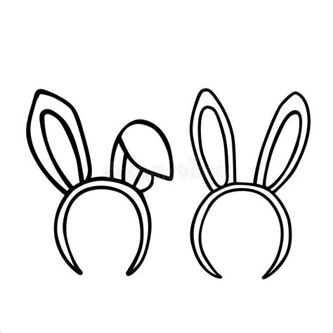Bunny Ears Headbands Doodle Vector Illustration Isolated On White Stock