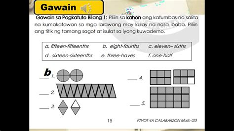 Math 3 Pagbabasa At Pagsusulat Ng Fraction Na Katumbas Ng Isa O Pa