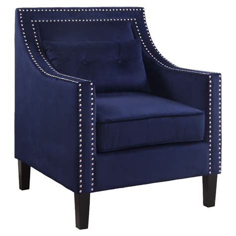 Best Master Furniture Edinburgh Suede Accent Arm Chair Navy Blue