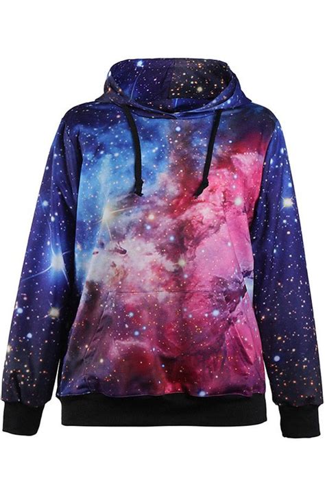 Blue Galaxy Pocket Accent Hooded Sweatshirt Galaxy Hoodie Galaxy