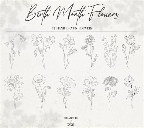 Birth Month Flowers SVG Bundle Commercial Use Floral SVG | Etsy | Birth