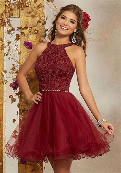 Tulle Party Dress With Crystal Beaded Lace Bodice Style