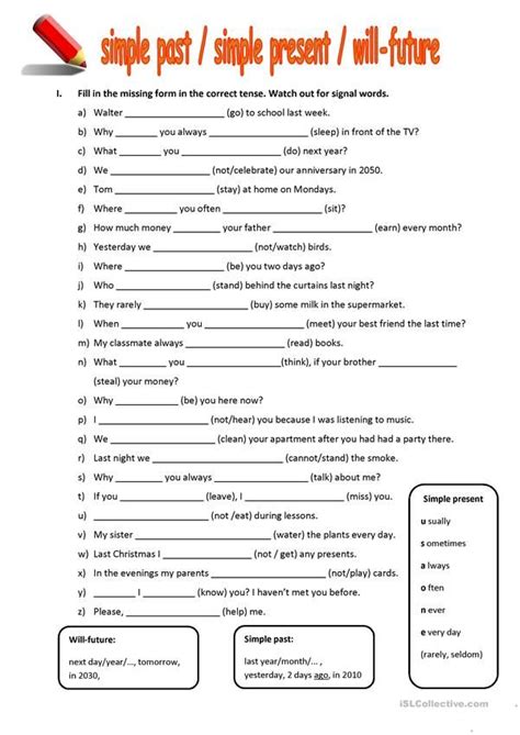 Free Printable Past Present And Future Tense Worksheets Learning How