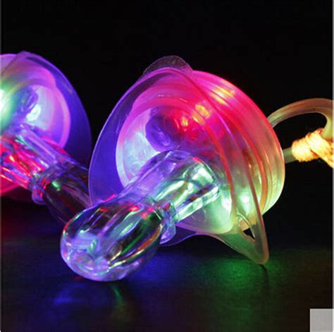 Light Up Pacifiers Led Party Glow Whistle Flashing Lanyard Party Wave 12 Pack Ebay