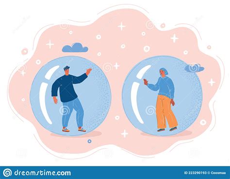 Vector Illustration Of People Inside Echo Chamber Isolated Bubble