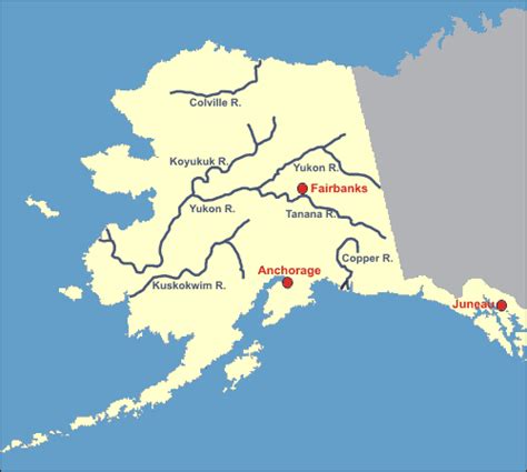 Alaska Map With Cities And Rivers