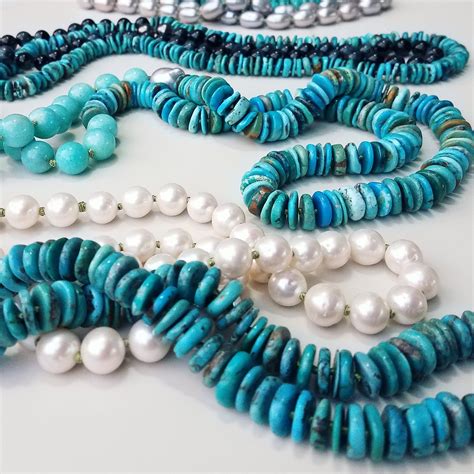 Turquoise And White Pearl Helix Necklace Lola Florence Jewelry Hawaii