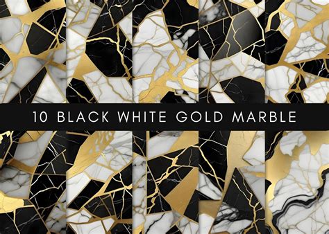 10 Black White Gold Cracked Marble Graphic By Uniqueme · Creative Fabrica