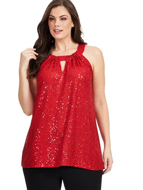 Real Red Sequin Halter Top By Inc International Concepts Available In