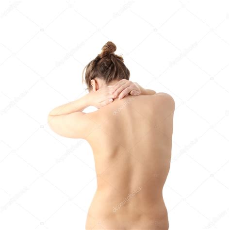 Nude Woman With Neck Pain Stock Photo Piotr Marcinski