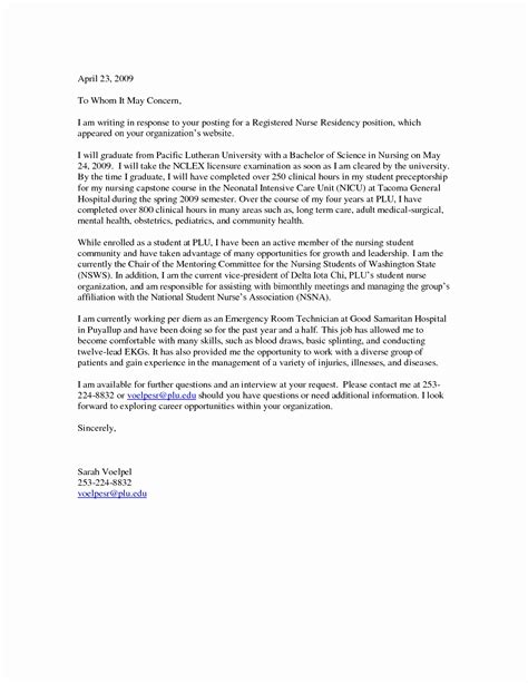 A specific, personalized cover letter that highlights your suitability for the job will grab the reader's attention and ensure your resume gets serious. Cover Letter For Nurse Residency • Invitation Template Ideas