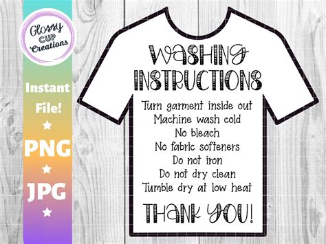 t shirt care cards tshirt washing instructions instant etsy canada