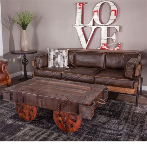 Loft Reclaimed Oak Base Industrial Leather Sofa 81 Zin Home