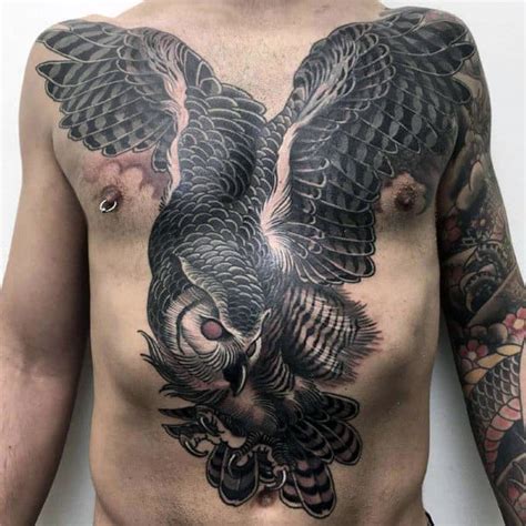 Owl Chest Tattoo Designs For Men Nocturnal Ink Ideas