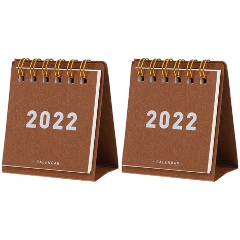 Nuolux 2pcs Simple Mini 2022 Desk Calendar Desktop 2022 Mini Calendar