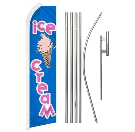 Zqrpca Ice Cream Banner Swooper Flag Pole Kit Perfect For Businesses Ice Cream Shops