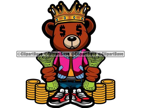 Gangster Teddy Bear King Money Rolls Svg Design Dollar Sign Etsy