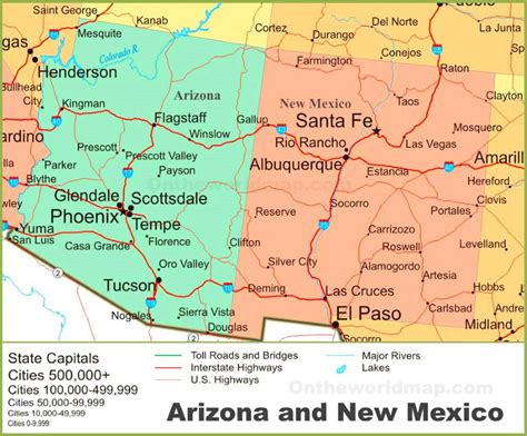 Navigate new mexico map, new mexico states map, satellite images of the new mexico, new mexico largest cities maps with interactive new mexico map, view regional highways maps, road situations, transportation, lodging guide, geographical map, physical maps and more information. Map of Arizona and New Mexico