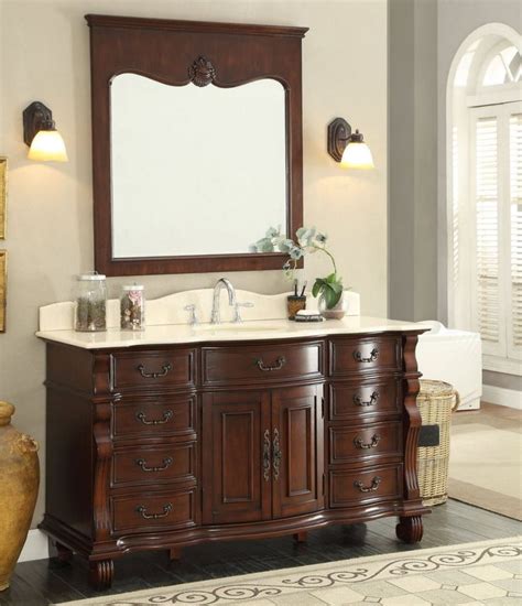 Adelina 60 Inch Antique Style Bathroom With 3 Top Options Vanity Sink