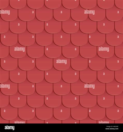 Shingles Roof Seamless Pattern Red Color Classic Style Vector