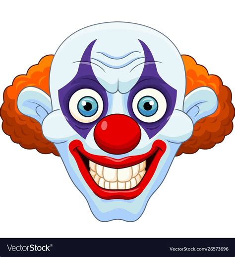 Illustration Of Cartoon Scary Clown Head On White Background Download