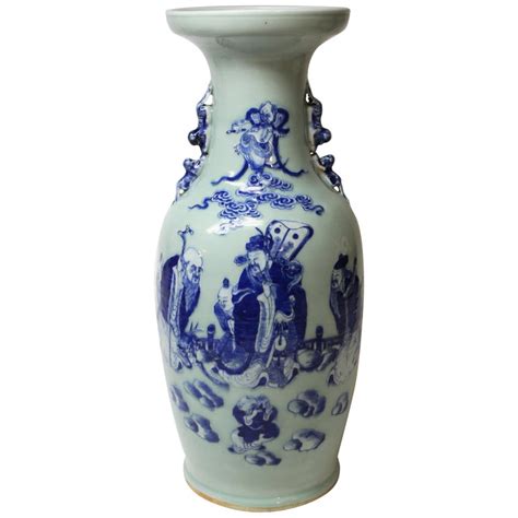 Chinese Blue And Celadon Ceramic Vase For Sale At 1stdibs