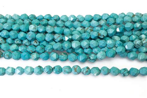 Blue Magnesite Turquoise Diamond Beads Blue Chinese Etsy Jewelry