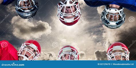 Composite Image Of American Football Huddle Stock Photo Image Of