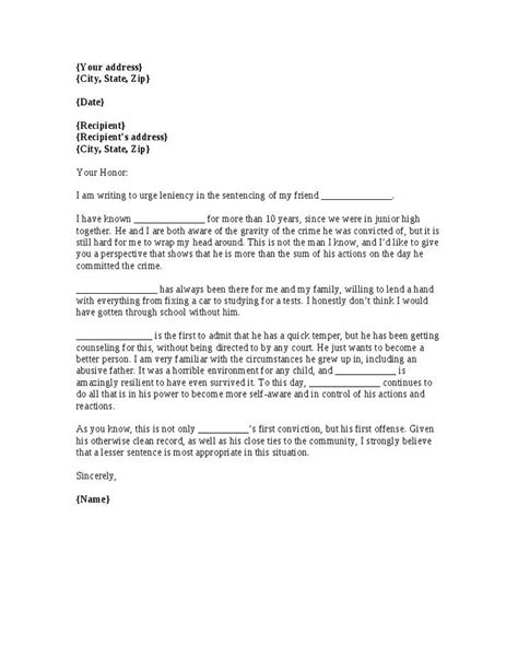 Letter to judge requesting leniency sample source: Image result for character letters for court templates ...