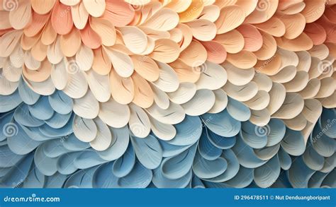 Sky Blue And Peach Paper Cutouts Abstract Pattern Background Stock