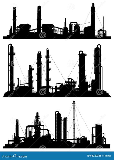 Silhouettes Of Units For Industrial Zone Stock Vector Illustration