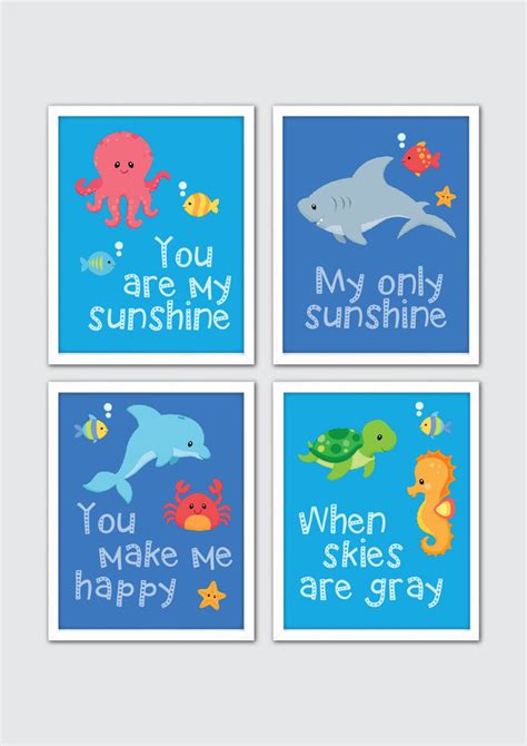 You Are My Sunshine Nursery Prints Sea Life Nursery Baby Etsy