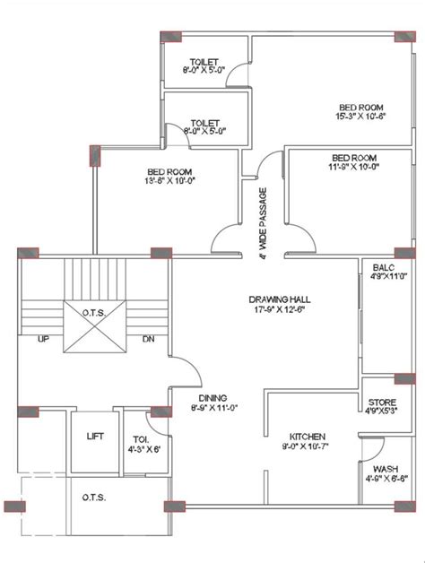 The Architecture 3 Bhk And 4 Bhk Apartment House Plan