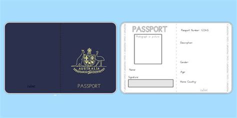 australian passport template twinkl passport template