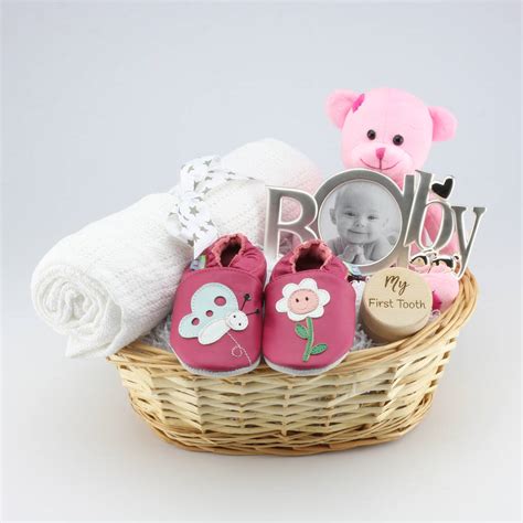 The best gifts for babies are the ones that tend to make the parents' lives a little easier, too. personalised deluxe girl new baby gift basket by the laser ...